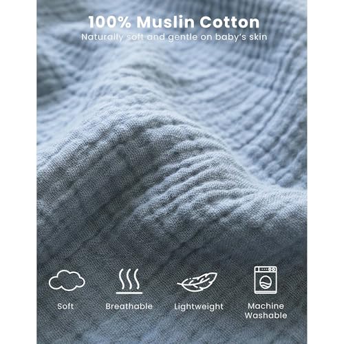 Image of Konssy Muslin Baby Sleep Sack 0-6 Months, 0.8 TOG Baby Wearable Blanket