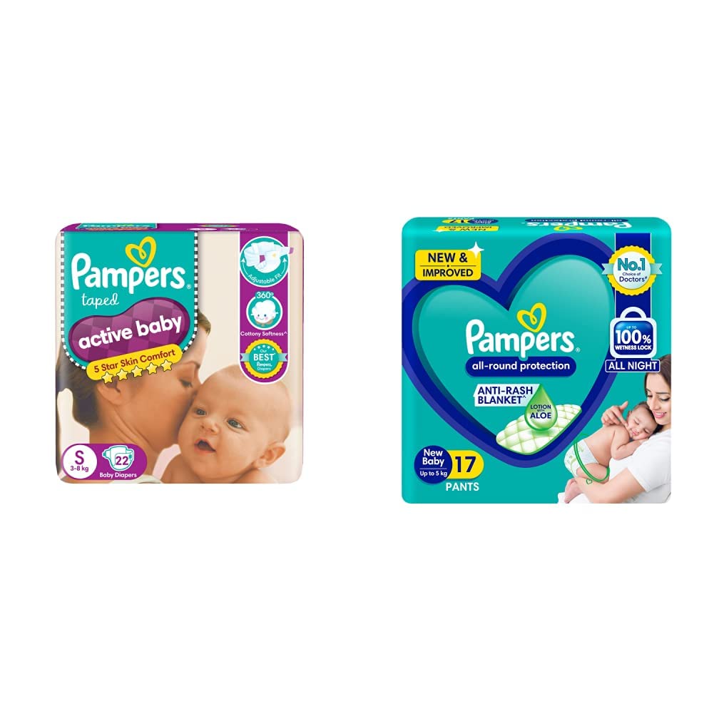 Buy Pampers Active Baby Taped Diapers, Small size Diapers, (S)22 count