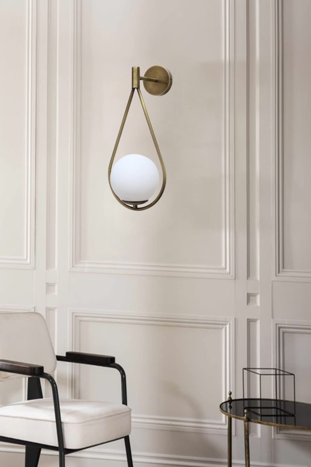 bamyum Ravenna Wandleuchte Innen Vintage Glas, Wandlampe Innen Vintage, Wandstrahler Innen, Wandlampe Schlafzimmer, Metall Wandleuchte, Deko Wohnzimmer Messing gebürstet Lampe Schlafzimmer Café