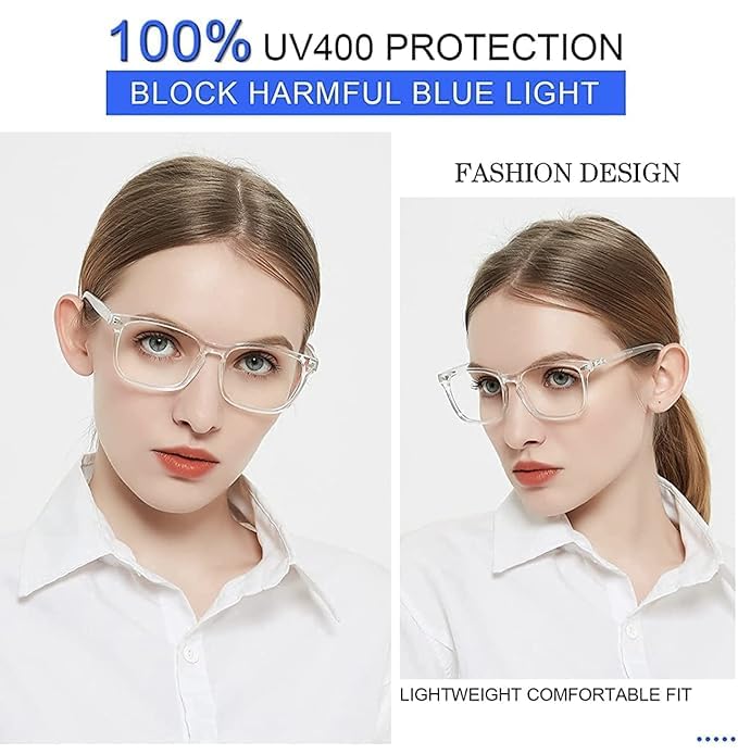 Image of CREEK Blue Light Blocking Glasses Gaming Filter Square Eyeglasses for Eye Protection Men Women, Computer /Tablet /Laptop /Mobile /TV, Anti-blue & Anti eyestrain with Testing Kit