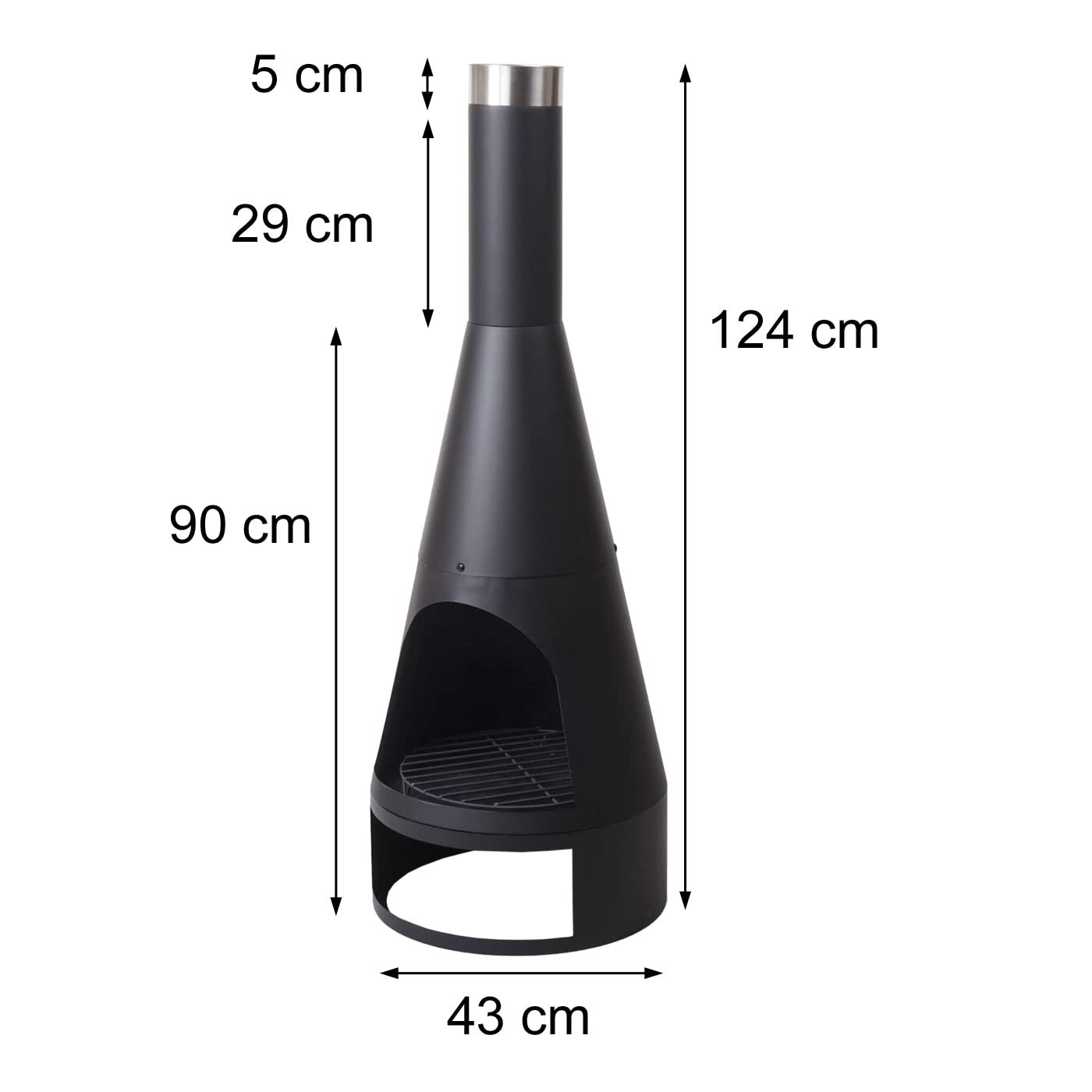 Gartenofen HWC-K90, Gartenkamin Terrassenkamin Terrassenofen, Schürhaken Feuerstelle - 120x43cm schwarz