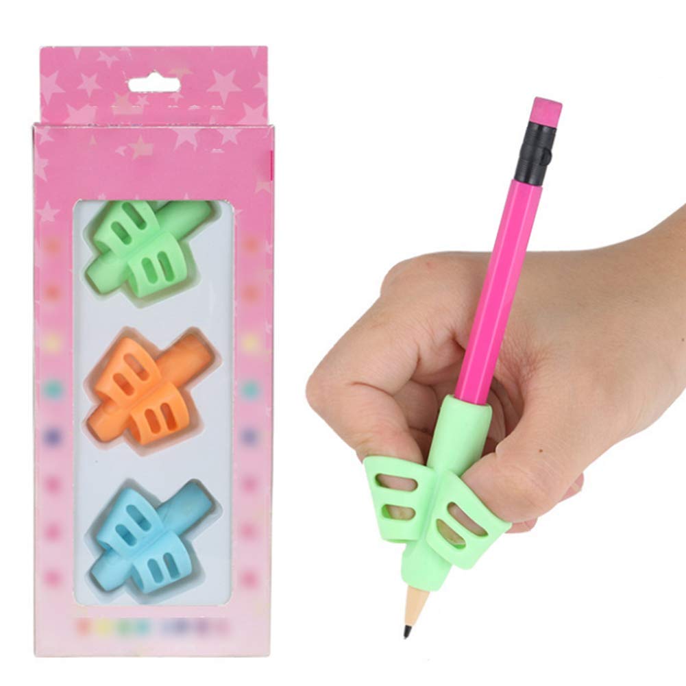 Butterfly Pencil Grips for Children Handwriting Writing Correction Device Pencil Grips Pencil Holder Aid Grip Posture Correction Writing Kit 1set(3pcs) Double Fingers