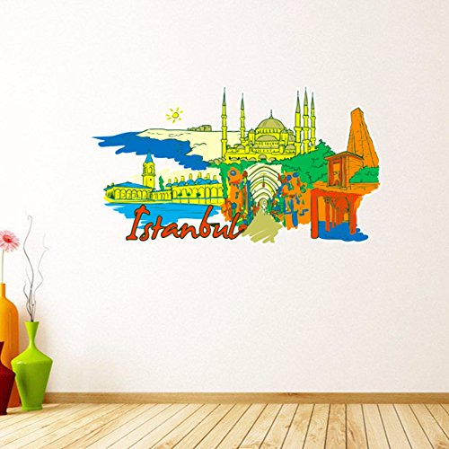 Vinilo de pared decorativo de Estambul autoadhesivo e impermeable para salón 2