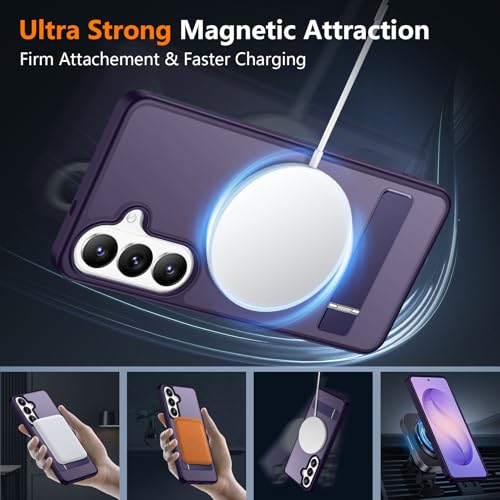 Image of SPIDERCASE Magnetic for Samsung Galaxy S26 Plus Case, with [3 Stand Ways][ Military Grade Drop Protection] with Invisible Stand Shockproof Slim Case for Samsung Galaxy S26 Plus 6.7 inch, Purple