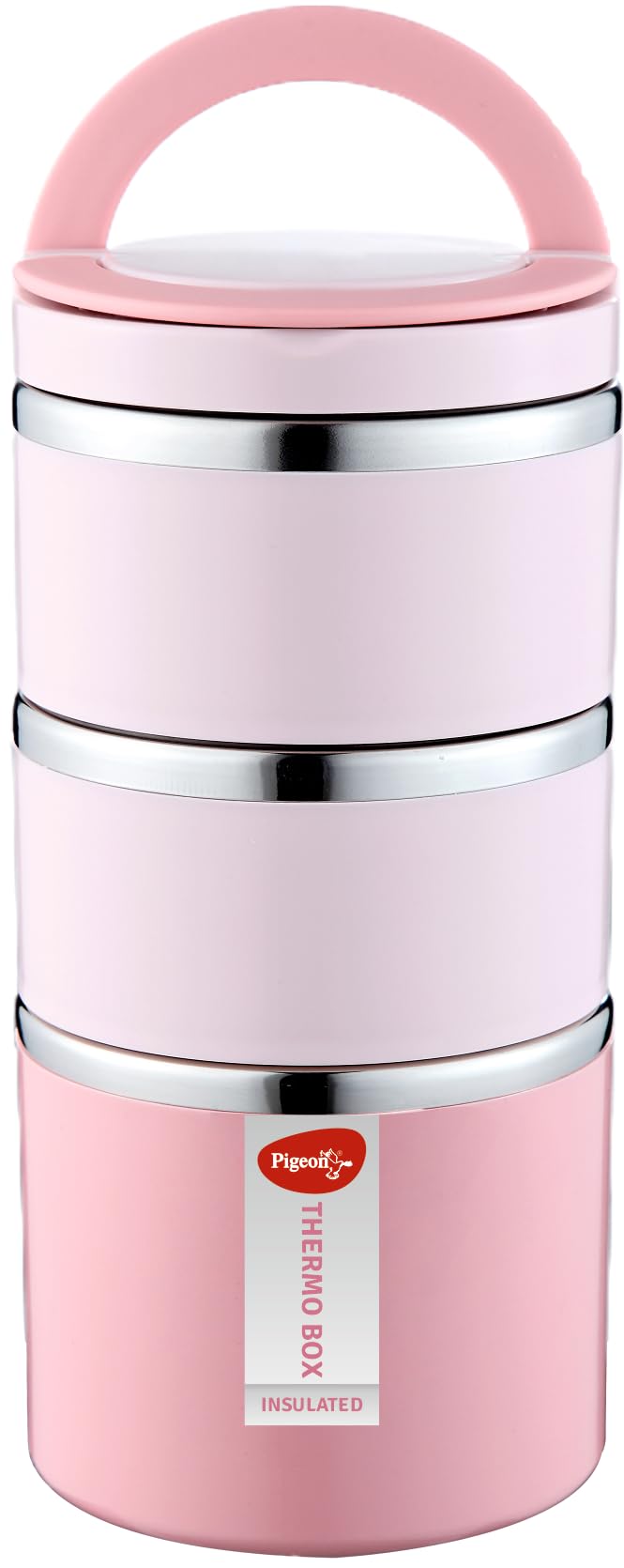 Pigeon Thermo warm and fresh pack of 3 stackable tiffin box | 600ml,350ml,350ml |Airtight, Leak Proof Lids | Pink (B0BYZMSPXH) Amazon Price History, Amazon Price Tracker