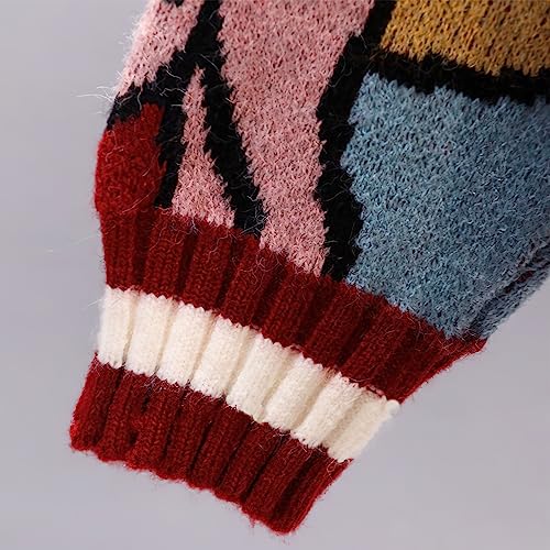 Womens Cute Embroidery Cartoon Duck Cable Knit Cardigans Sweater Button Down Slouchy Wool Blend Coat4