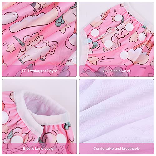 Vicloon 2 x Reusable Washable and Adjustable Anti-Leak Waterproof Waterproof Diapers for Baby Girls and Boys (Pink+Blue) - Image 4