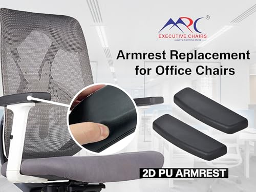 Image of MRC Office Chair arm Rest Replacement Chair Handle Part Ola 2D Adjustable Handle with Pu Soft pad Black (Set of - 2 Piece) with nut Bolts & Key fit to Every Chair (PU Soft Pad)