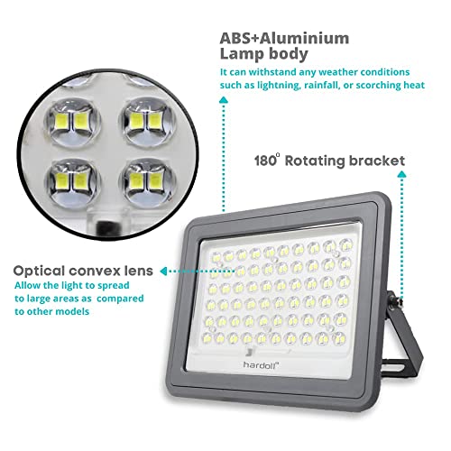 Hardoll 100W Solar Flood Light LED Outdoor for Lamp for Home Garden Waterproof(Cool White-Pack of 1)(Aluminium)