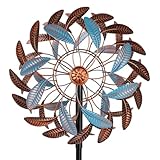 VEWOSTAR 360° Wind Spinners Outdoor,13” Kinetic Wind Spinner,Yard Art Windmill with Metal Stake,Vintage Metal Wind Sculptures & Spinners,Waterproof Pinwheels Large Wind Spinner for Yard and Garden