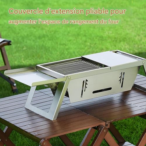 Grill au charbon pliable et compact pour balcon et camping - 7