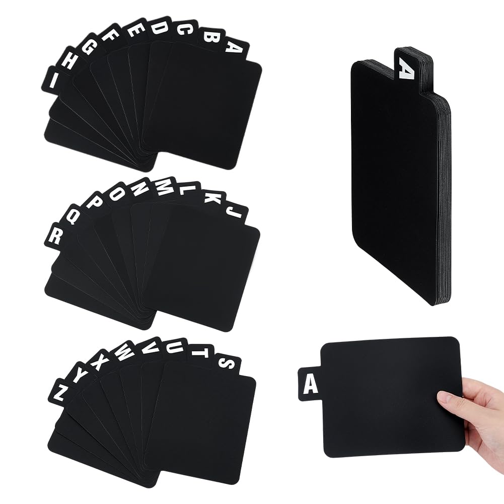 WADORN 26 Pack Vinyl Dividers Black Record Storage A-Z Alphabetical Index Tabs Organizer Shelf Separators for Album Covers Comic Home DJ Setup Music Library Binder Collection