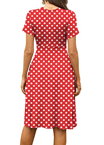 Image of WEACZZY Women's Summer Short Sleeve Casual Dresses V-Neck Floral Party Dress with Pockets