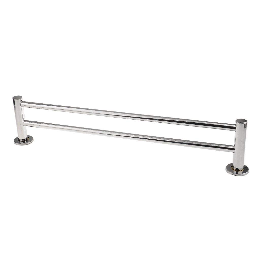 Portasciugamani a doppia barra in acciaio inox cromato, 60 cm, montaggio a parete, per bagno e cucina, salvaspazio, soluzione di archiviazione efficiente