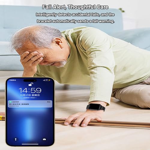 Reloj inteligente de salud para personas mayores con detección de caídas, pantalla de 1.4 pulgadas, alerta SOS, posicionamiento preciso, cámara, videollamada, monitoreo de salud, recordatorio