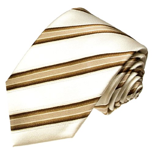 Lorenzo Cana - Marken Business Krawatte aus 100% Seide - Braun Weiss Beige...