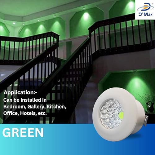 Image of D'Mak 1 Watt Round LED Button COB Green Focus Light for POP /Recessed Lighting (Green, Pack of 8)