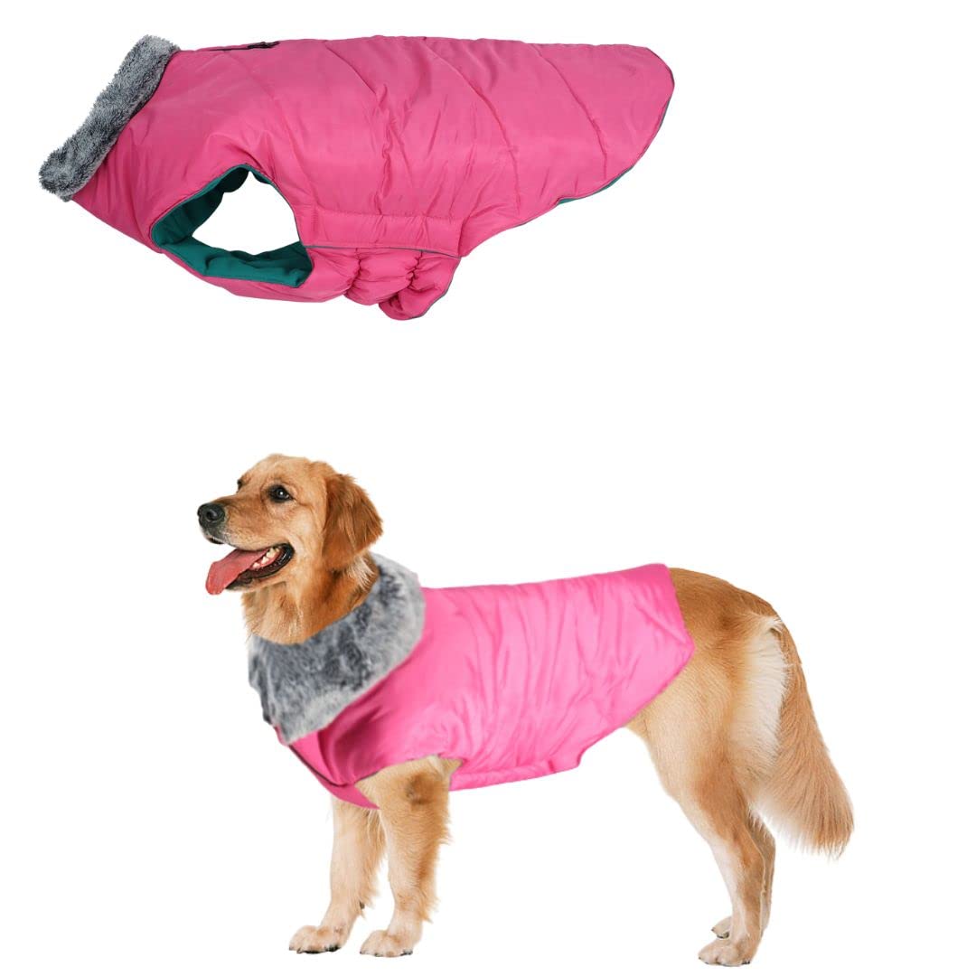 Sage Square Dog Winter Coat with Fur Collar Light Weight, Ultra Warm Windproof, Waterproof Dog Jacket for Cold Weather, Thicker Fleece Jacket for Cold Weather (Small - 12 Inches, Pink) (B0BLC96K41) Amazon Price History, Amazon Price Tracker