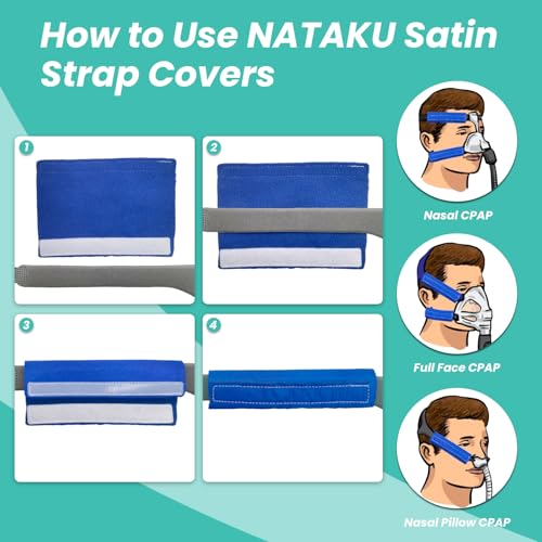 Image of NATAKU 8Pack Satin Strap Covers, Breathable Silk Strap Cushions for Mask Strap Headgear,Universal and Reusable Fleece Strap Comfort Pad, C Papa Accessories & Supplies for Reducing Red Mark(Blue)