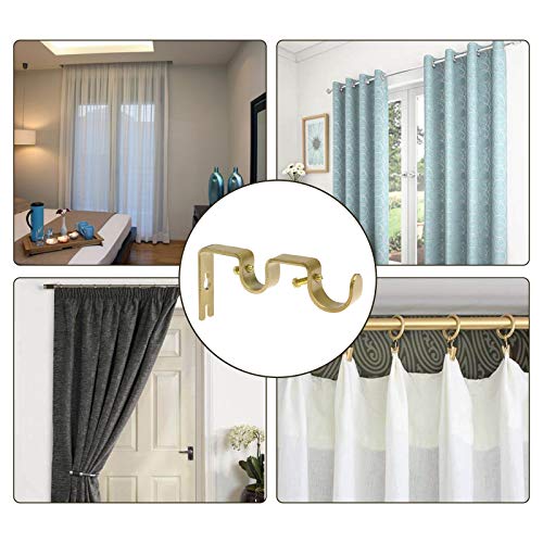 Augiimor 3Pcs Gold Curtain Rod Bracket, Heavy Duty Double Curtain Rod Hanging Brackets Wall Mount, Drapery Rod Bracket, Adjustable Curtain Rod Holders For Window, Home Curtain Rods (Gold) #TOP6