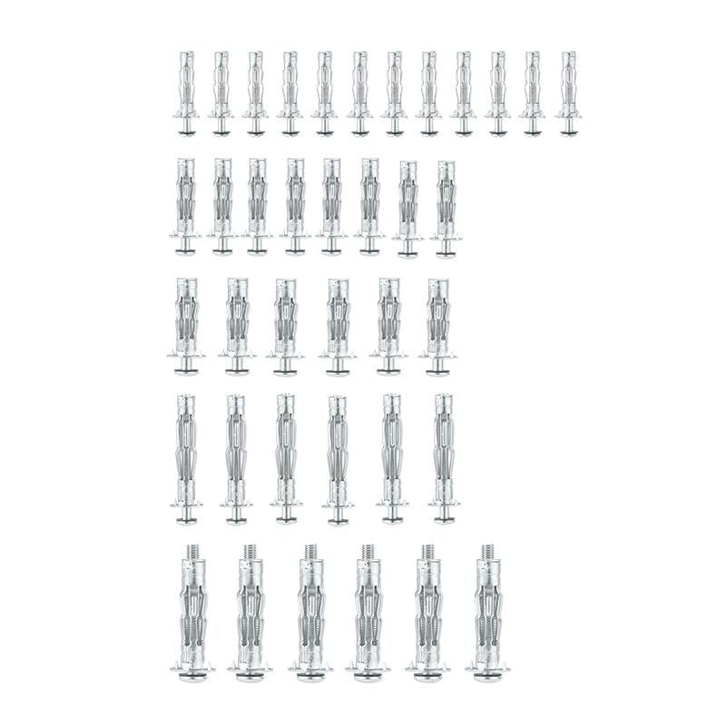 AJOMAN - Juego de anclajes de pared huecos Molly, tornillos de acero chapado en zinc resistente, 38 piezas en 5 tamaños, kit surtido de tornillos de