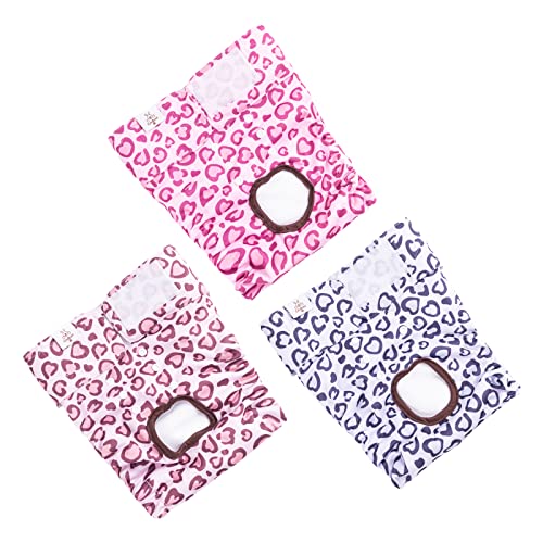 Image of CuteBone Dog Diapers Female Washable Small Medium Large 3 Pack Reusable Doggie Diapers Puppy Period Pants for Doggy Heat Cycle Peeing D54L