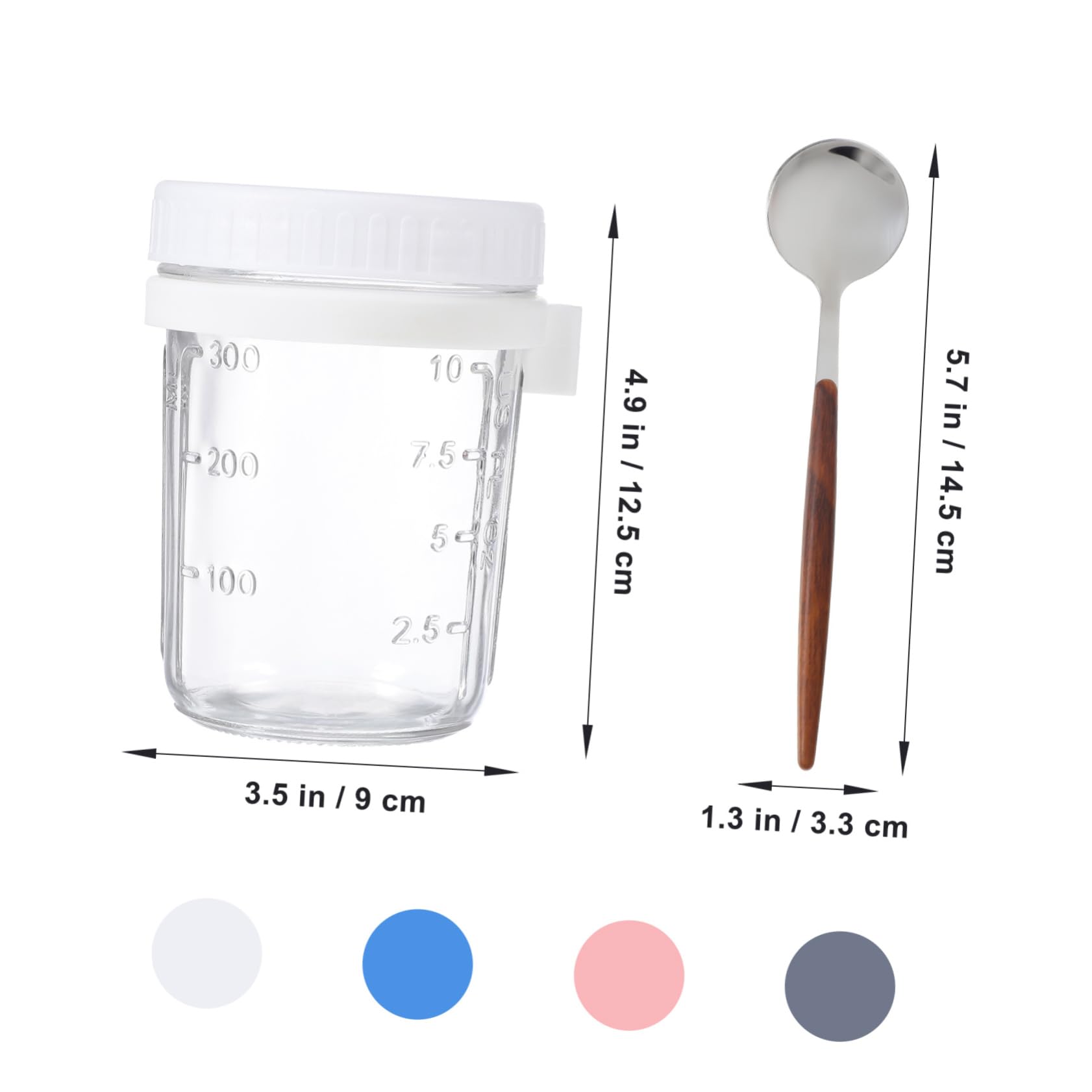 ULTECHNOVO Vorratsdose Glas mit Holzdeckel 4 Stück 400ml Auslaufsicher mit Löffel für Overnight Oats Küche und Büro