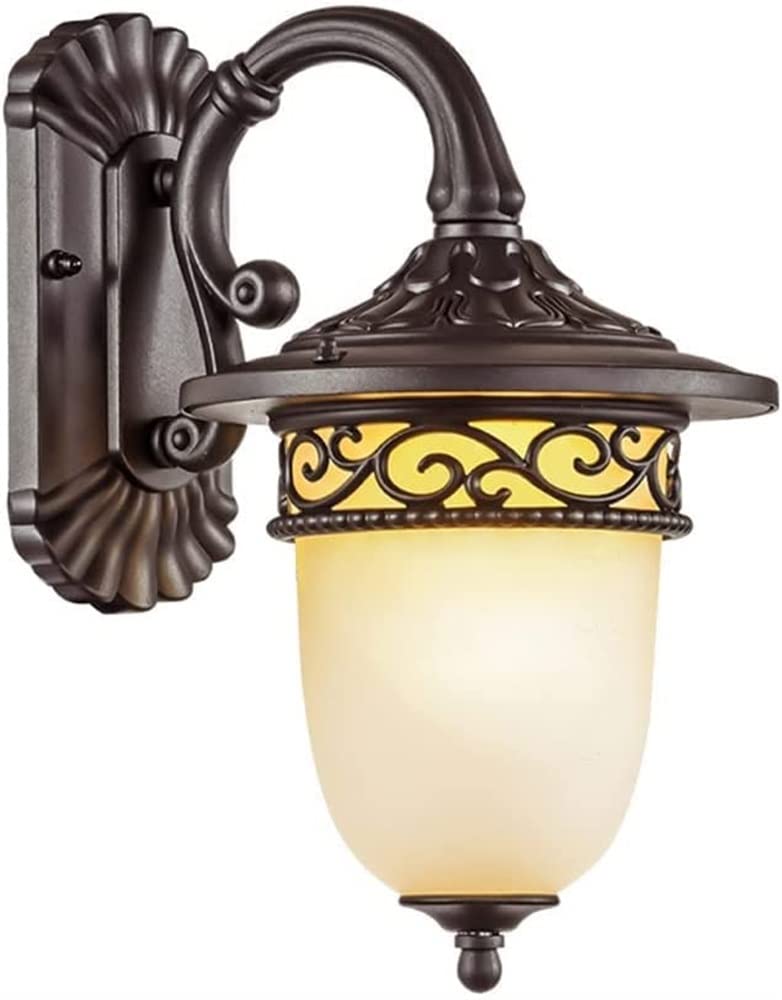 HELCEKOU Outdoor Wall Lights Exterior Waterproof Lamp Anti-Rust Aluminum Porch Sconces with Glass Lampshade Mount Light E26 for Garden Villa Courtyard Balcony Foyer Corridor (Size : 36 * 26c