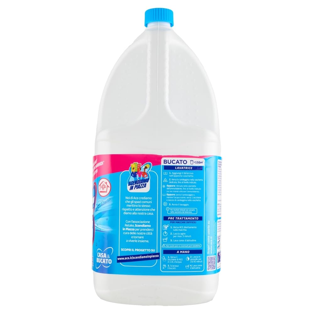 3x Ace Bleichmittel Candeggina Classica - Bleiche für Oberflächen und Wäsche 3Lt + Beni Culinari Kostenloser Schlüsselanhänger