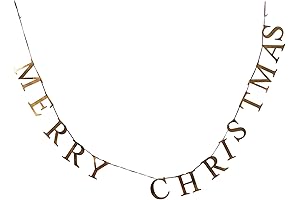 55" L Merry Christmas, Brass Finish Metal Garlands