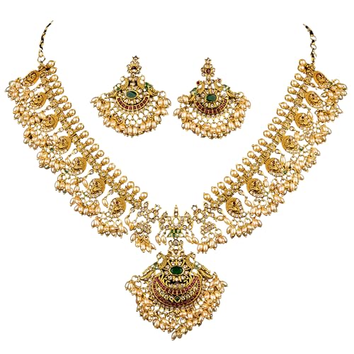 ALLTHATSDESI All That’s Desi Traditional Kundan and Beads Gold Plated Necklace Set - Indian Ethnic Jewelry Sets for Women | Perfect for Temple | Valentine Gift for women