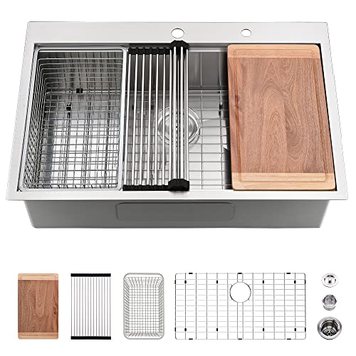 28 Inch Drop In Kitchen Sink Workstation-VASOYO 28x20 Drop I...