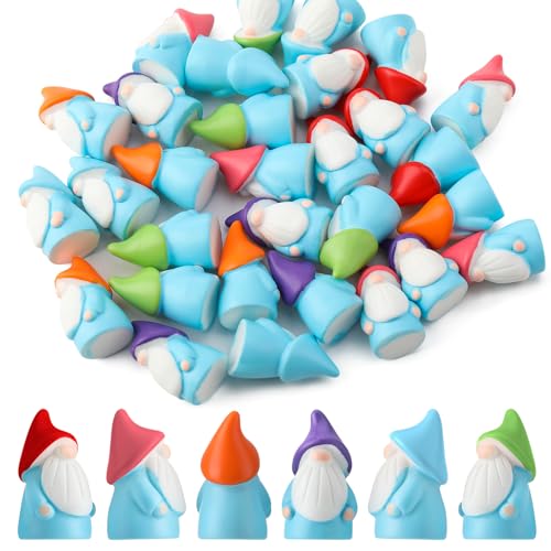 GGSTDDUP 30Pcs Mini Gnomes Ornaments, Mini Resin Gnomes Statues, Cute Miniature Gnome Figurines, Garden Dwarf Statues Decor, for Landscape Outdoor Patio Yard Lawn
