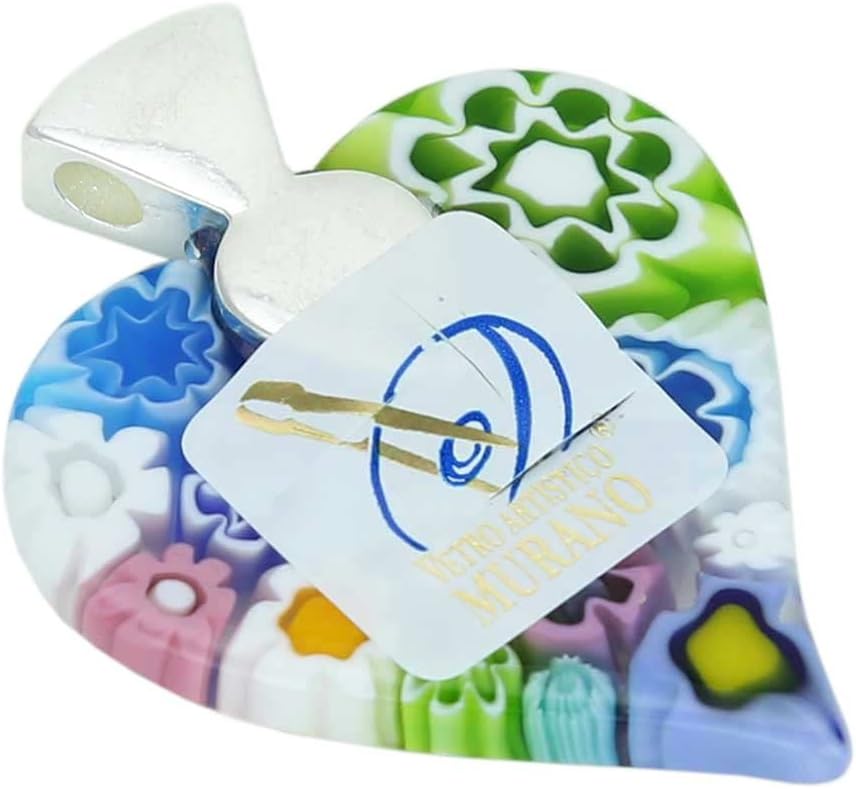 Glass Of Venice Murano Glass Modern Millefiori Heart Pendant - Pastels