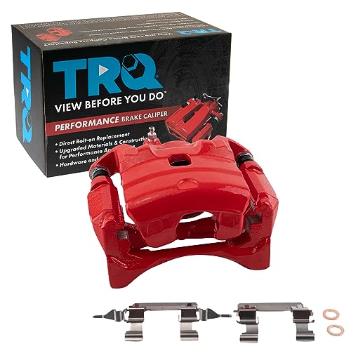 Image of TRQ Front Right Brake Caliper w /Bracket Performance Red Passenger Side