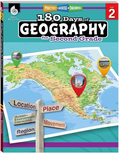 180 Days™: Social Studies, Geography for 2nd Grade Practice Workbook for Classroom and Home, Cool and Fun Practice Created by Teachers