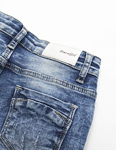 Calça jeans justa com strass para decoração de abelha 3D KIDSCOOL Space Girls, Azul, 9-10 anos