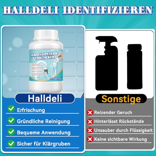 Abflussreiniger Pulver, Rohrreiniger entfernt schnell Haare, Essensreste, Fett und Blockierung in Waschbecken und Rohren, Rohrfrei Gilt für Reinigen und Desodorieren von Badezimmer