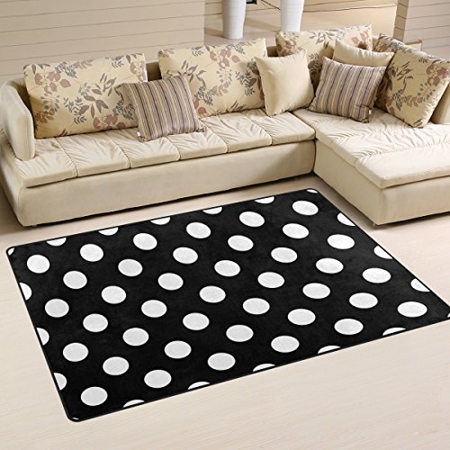 Yochoice Non-Slip Area Rugs Home Decor, Hipster White Black Polka Dot Floor Mat Living Room Bedroom Carpets Doormats 31 X 20 Inches #TOP25