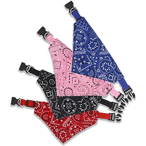 gerFogoo 4 Stück Hunde Bandana Kopftücher, Hundehalstuch mit Halsband, Dreieckstuch Halsdreiecke Hundehalstcher, Einstellbare Hund Halstuch für Welpen Kleine Große Hunde und Katzen(S)