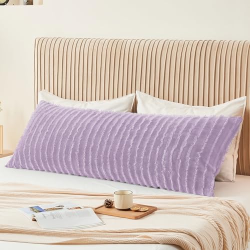 Image of BEDELITE Body Pillow Cover with Zipper, Boho-Lavender, 20x54 Inch, 1 Pack | Body Pillow Pillowcase, Super Soft and Cozy Fuzzy Fleece, Luxury Plush Long Pillowcase, Versatile Comfort for All Seasons