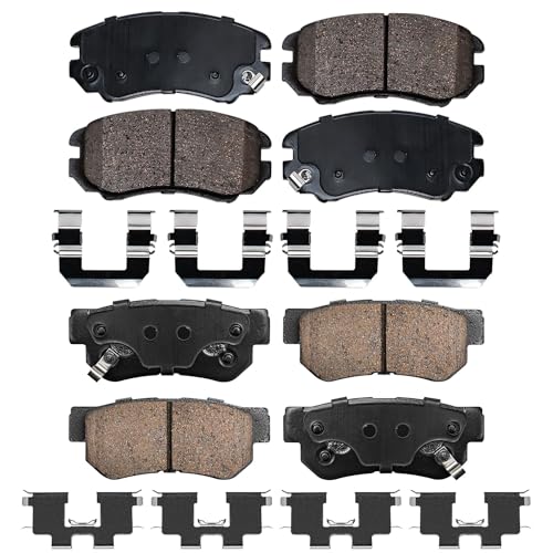 Image of Detroit Axle - Front Rear Brake Pads for Hyundai Elantra Sonata Tucson Kia Optima Sportage Magentis, Ceramic Brake Pads with Hardware Replacement