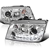 SPEC-D TUNING LED Chrome Housing Clear Lens Projector Headlights Compatible with 1999-2004 VW Jetta/Bora Mk4, Left + Right Pair Headlamps Assembly