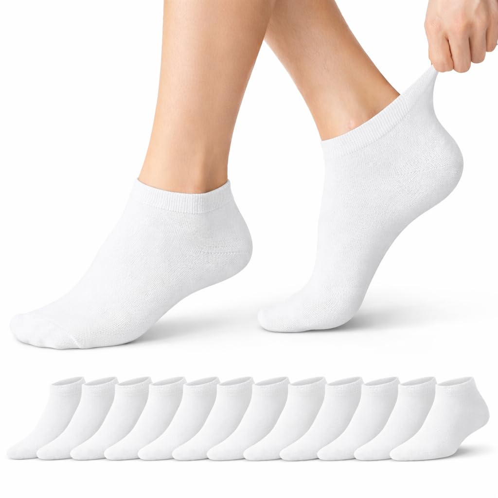 12 Pairs Ladies Pro Hike Performance White Trainer Socks UK 4-8