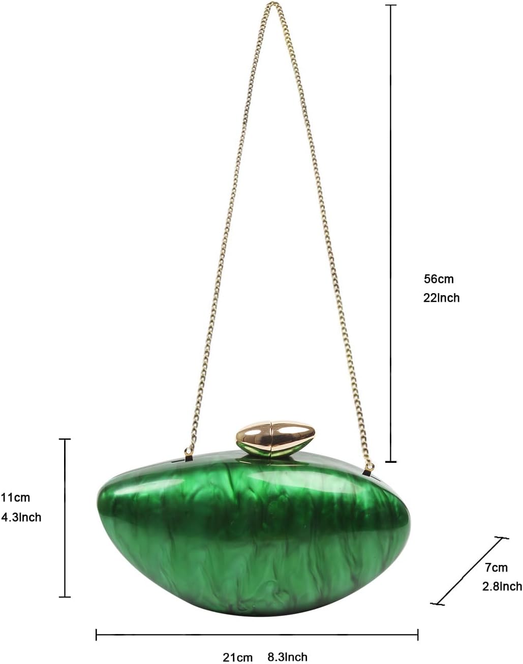 Evening Clutch Purse for Women, Acrylic Wedding Guest Clutch Metal Chain Shell Shoulder Crossbody Bag