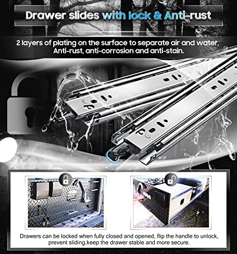 with Lock Heavy Duty Drawer Runners Slides Full Extension 300 350 400 450 500 550 650 700 800 850 900 950 400mm Ball Bearing Rails Track Guide Glides 52kg 1pair (with Lock - Image 4