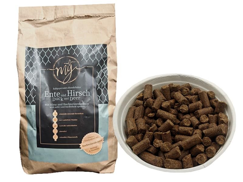 My Trockenfutter Ente und Hirsch mit Hirse und Buchweizenkeimen 10kg mÿ kaltgepresst für Hunde ohne künstliche Zusatzstoffe I Hundefutter | Buchweizenkeime, kaltgepresst, ohne künstliche Zusatzstoffe