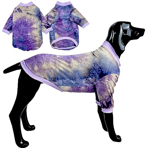 D.E.E Cotton Dog Shirts Large Tie Dye Dog Clothes Lightweight Girl Boy Big (Purple, X-Large)