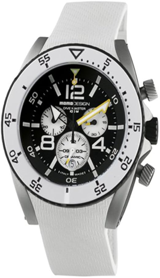 Momo Design MD281 – 01bkwt-rb – Orologio da uomo, cinturino in gomma colore  bianco : Amazon.it: Orologi