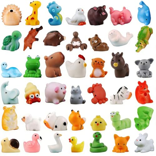 CFEWV 42Pcs Animali In Resina Mini Personaggi, Animaletti Di Gomma Per Bambini Casa Decorazione Fai Da Te, Mini Fiocchi Decorazione Giardino, Micro Paesaggio